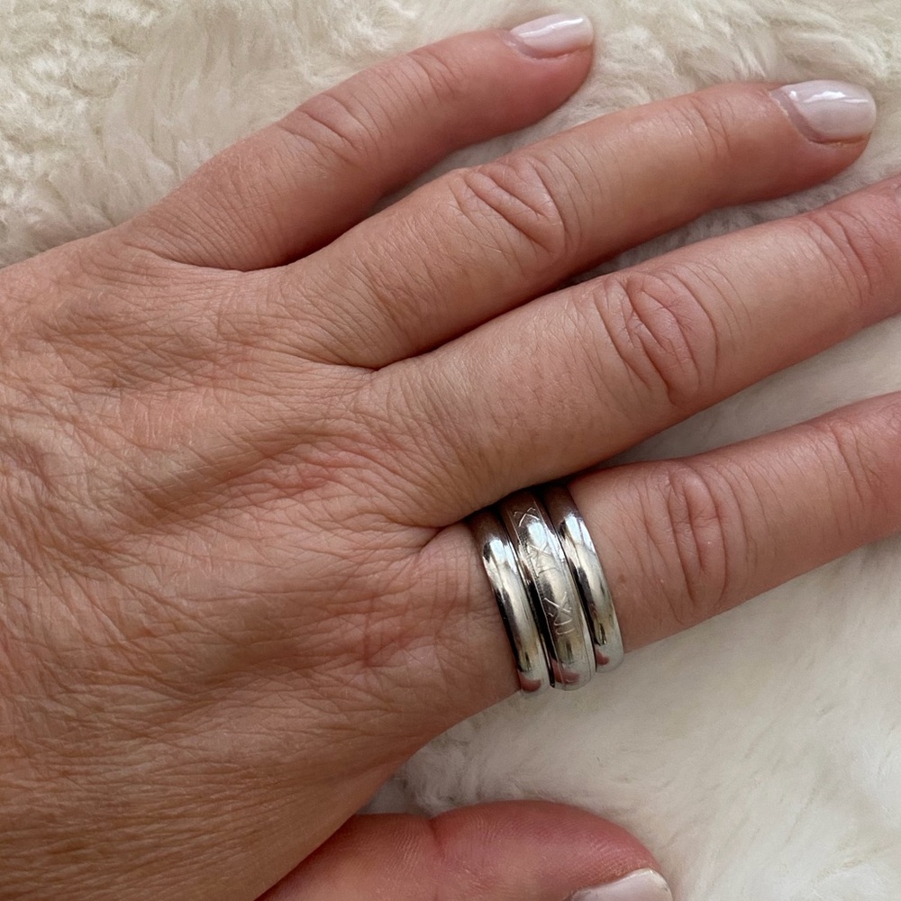 Retro/Vintage Stainless Steel Triple Band Spinner Ring sz 10